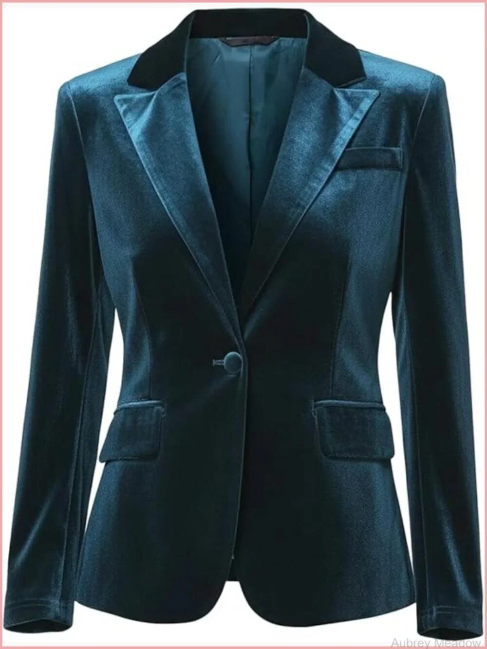 Velvet Long Sleeve Notched Lapel Blazer Dressy Office